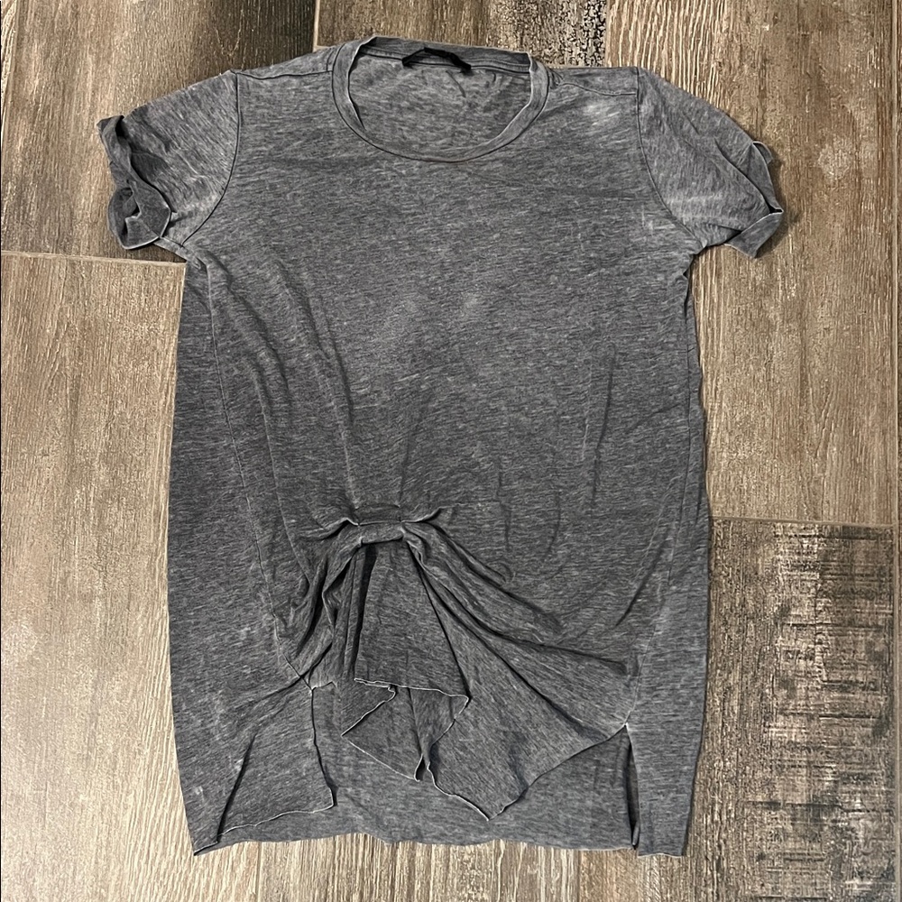 All Saints Charcoal Short Sleeve Gathered Bottom Tee Size X-Small